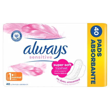 Always Sensitive, podpaski ze skrzydełkami, rozmiar 1, Normal, 40 sztuk: ceny i cechy