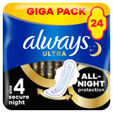 Always Ultra, Damenbinden mit Flügeln, Größe 4, Secure Night, 24 Stück