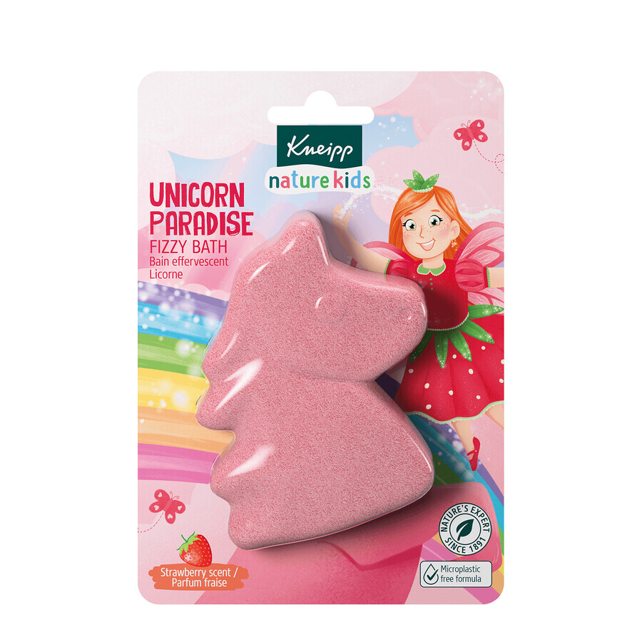 Kneipp Nature Kids Unicorn Land, figura da bagno effervescente per bambini, fragola, 85 g