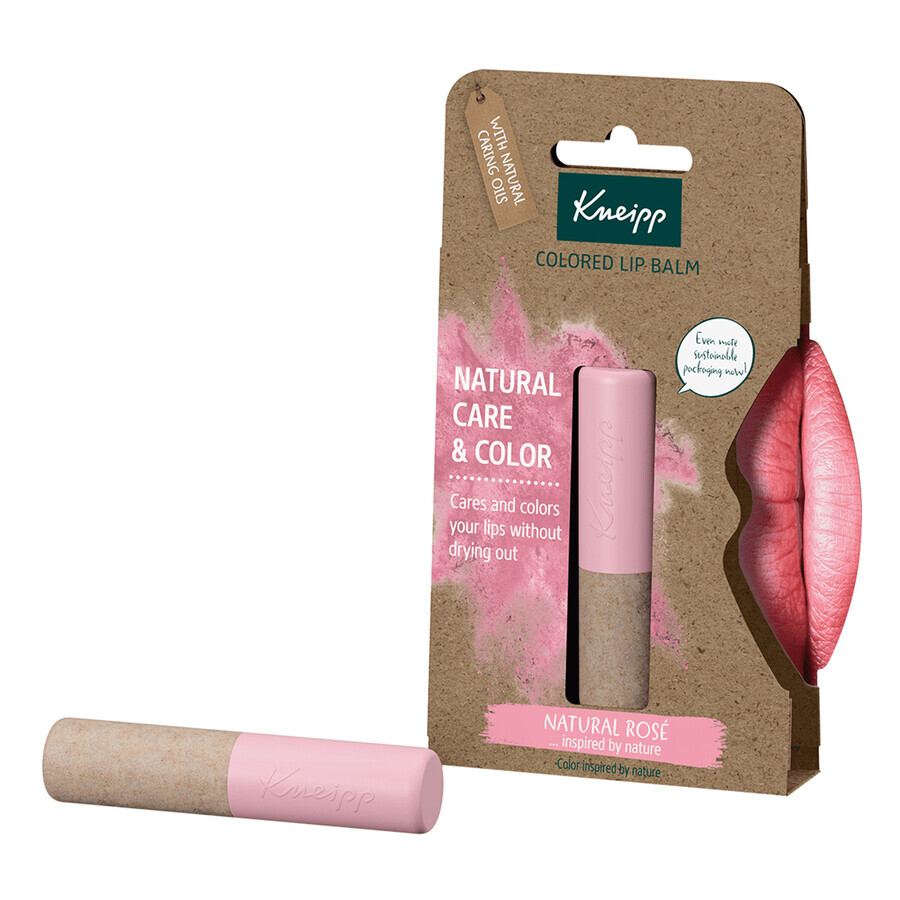 Kneipp Natural Care&amp;Color, balsamo labbra colorato, rosa naturale, 3,5 g