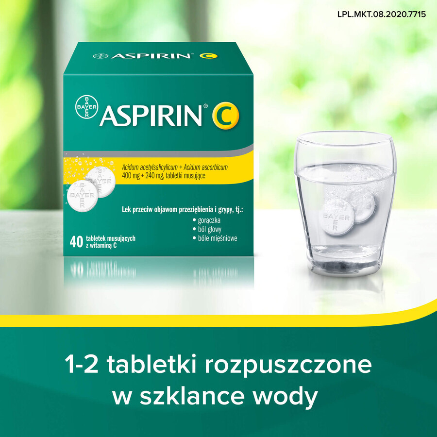 Aspirina C 400 mg + 240 mg, 40 compresse effervescenti