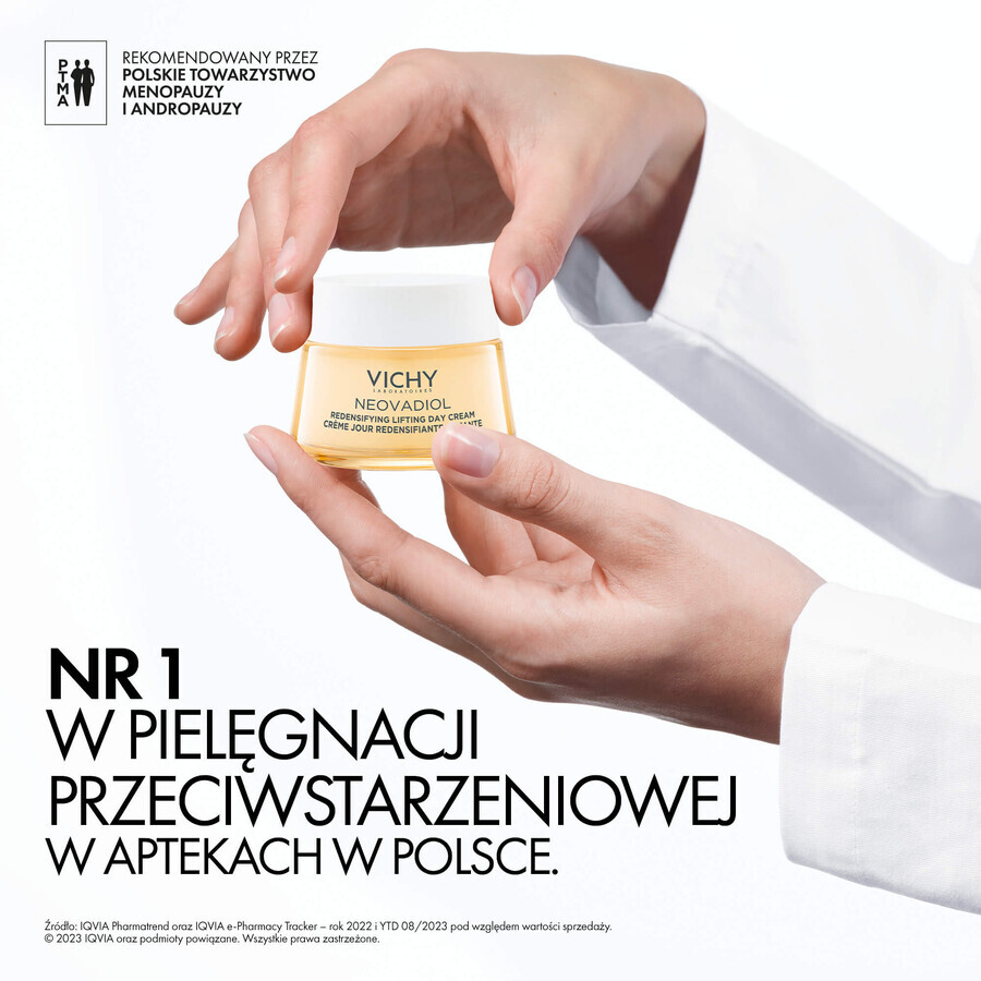 Set Vichy Neovadiol Peri-Menopause, straffende Tagescreme zur Wiederherstellung der Dichte, 50 ml + Nachtcreme, 50 ml + Kosmetiktasche gratis