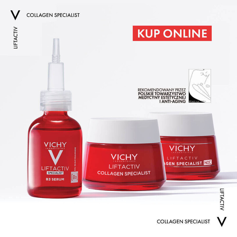 Set Vichy Liftactiv Collagen Specialist, cremă antirid, 50 ml + cremă de noapte, 50 ml + trusă de machiaj gratuită