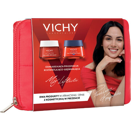 Vichy Liftactiv Collagen Specialist Set, Anti-Falten-Creme, 50 ml + Nachtcreme, 50 ml + Kosmetiktasche gratis