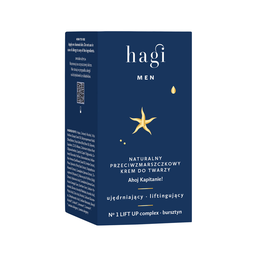 Hagi Men Ahoj Kapitan, crème naturelle anti-rides pour le visage, raffermissante et liftante, 50 ml