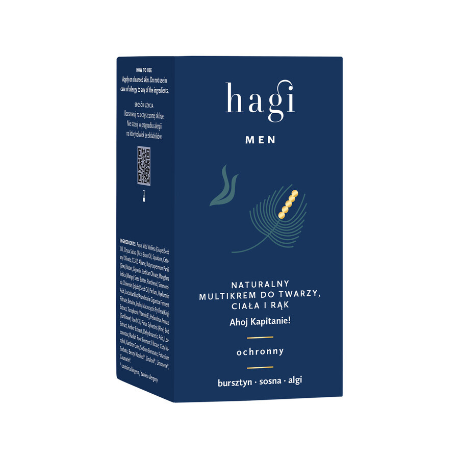 Hagi Men Ahoj Kapitan, crème multicrème naturelle pour le visage, le corps et les mains, protectrice, 50 ml