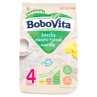 BoboVita Terci de orez cu lapte, vanilie, fără gluten, fără zahăr adăugat, după 4 luni, 230 g