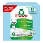 Frosch set, Pastillas lavavajillas All In 1, sosa, 30 uds + gel detergente lavavajillas, lima, 650 ml + bolsas de reciclaje, 3 uds gratis