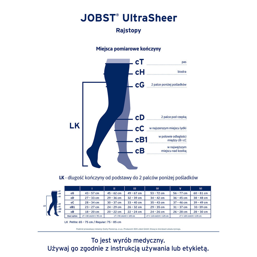 Jobst Ultra Sheer, collants de compression, CCL2, bout fermé, taille 5, naturel