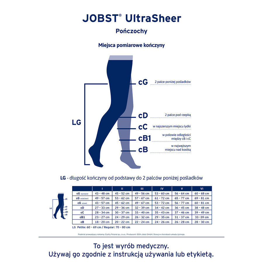 Jobst Opaque, Kompressionsstrümpfe, CCL2, geschlossene Spitze, Größe 2, natur