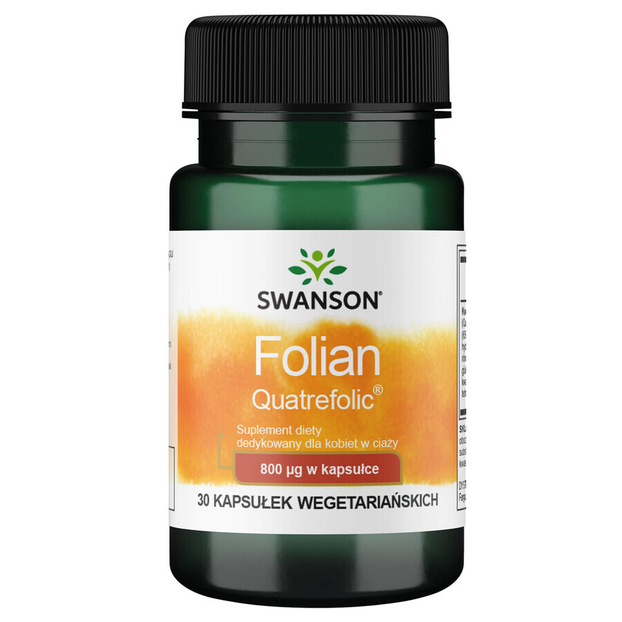 Swanson Folate Quatrefolic, acide folique 800 μg, 30 gélules végétales