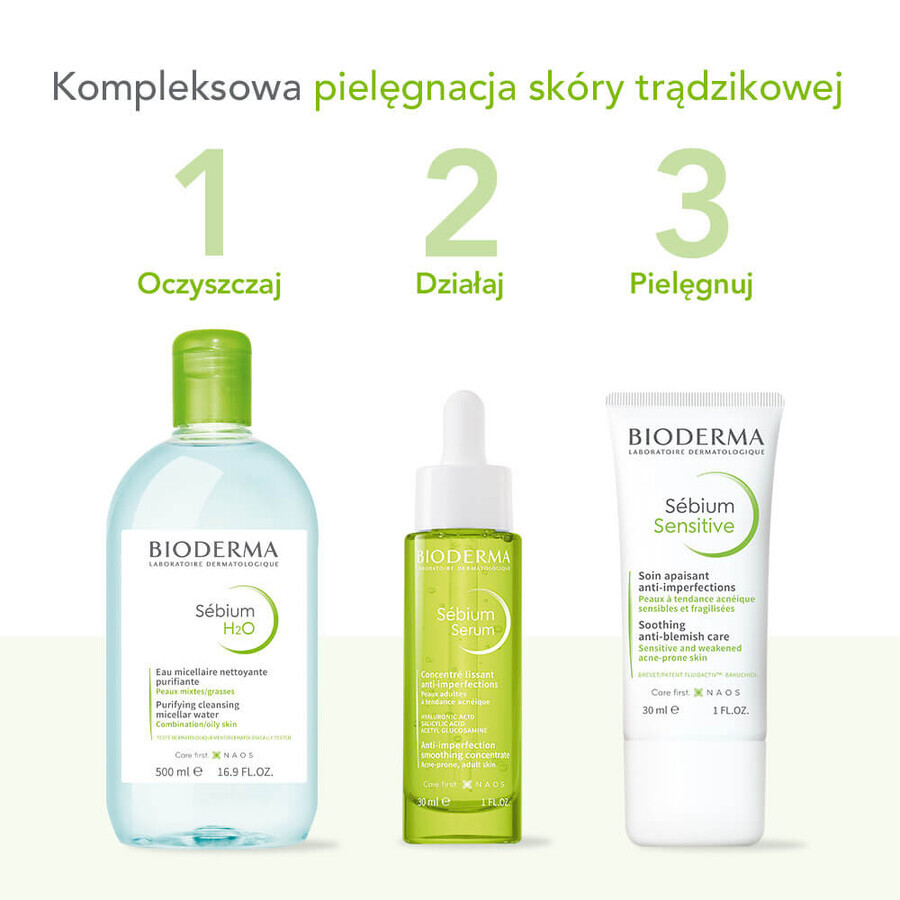 Set Bioderma Sebium, siero levigante anti-età, 30 ml + lozione micellare per pelli grasse, miste e a tendenza acneica, 250 ml