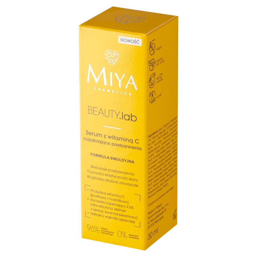 Miya BEAUTY.lab, suero con vitamina C, aclara las decoloraciones, 30 ml