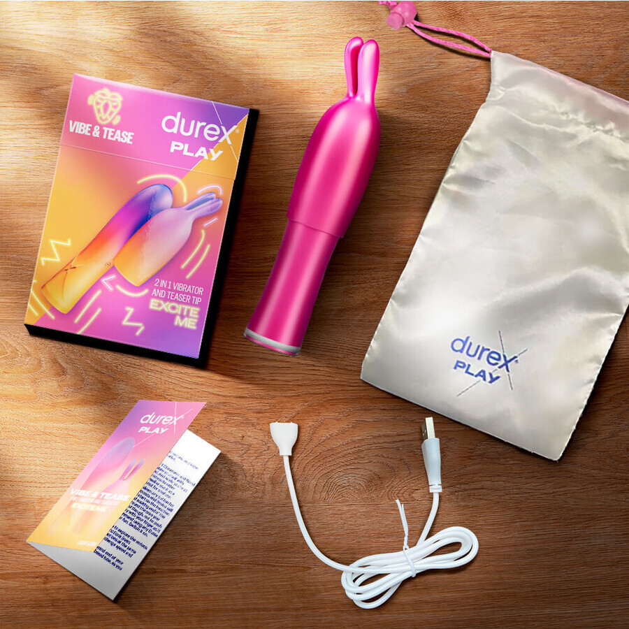 Durex Play Vibe &amp; Tease, vibratore 2 in 1 con punta stimolante