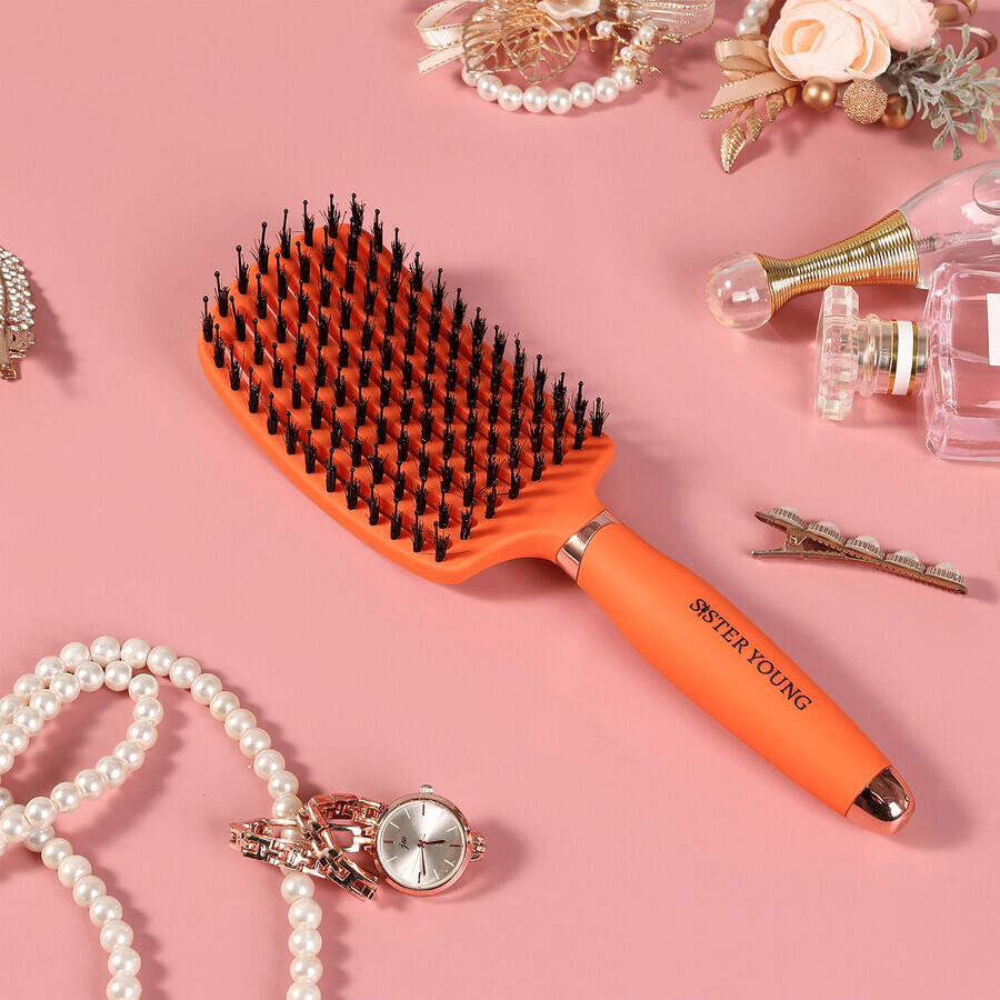 Sister Young, hair brush with natural hair, Ovia Apricot, 1 pc