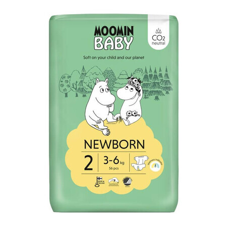 Mumin Baby, Windeln, Größe 2, 3-6 kg, 56 Stück