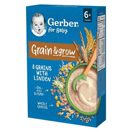 Gerber Grain &amp; Grow Porridge 8 cereals with lime, no milk, no added sugar, after 6 months, 200 g