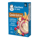 Gerber Grain &amp; Grow Oat and wheat porridge, bananas, raspberries, milk, no added sugar, after 6 months, 200 g