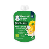 Gerber Organic Plant-Tastic Dessert in a Tube Mango & Quince with Coconut Mousse No Sugar Added After 6 Months 80g