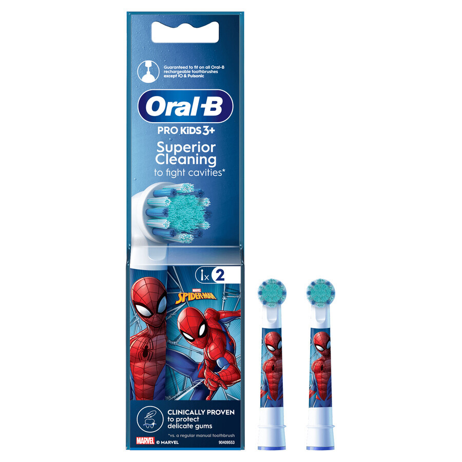 Oral-B Pro Kids, elektrische Zahnbürstenaufsätze, Spiderman, ab 3 Jahren, ultraweich, 2 Stück