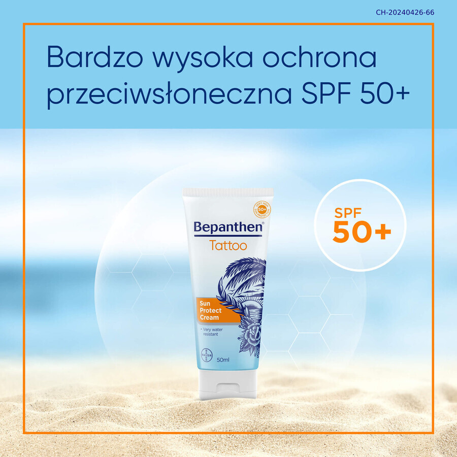 Bepanthen Tattoo, sunscreen for tattooed skin, SPF50+, 50 ml