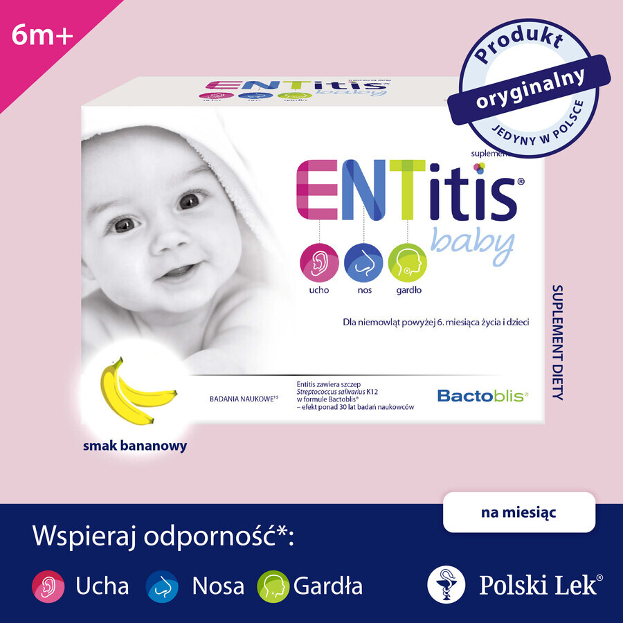 ENTitis Baby Set für Babys ab 6 Monaten und Kinder, Geschmacksrichtung Banane, 3 x 30 Portionsbeutel