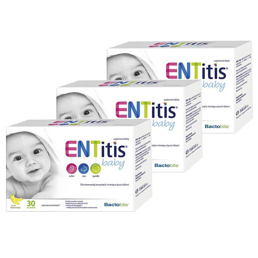 ENTitis Baby Set für Babys ab 6 Monaten und Kinder, Geschmacksrichtung Banane, 3 x 30 Portionsbeutel