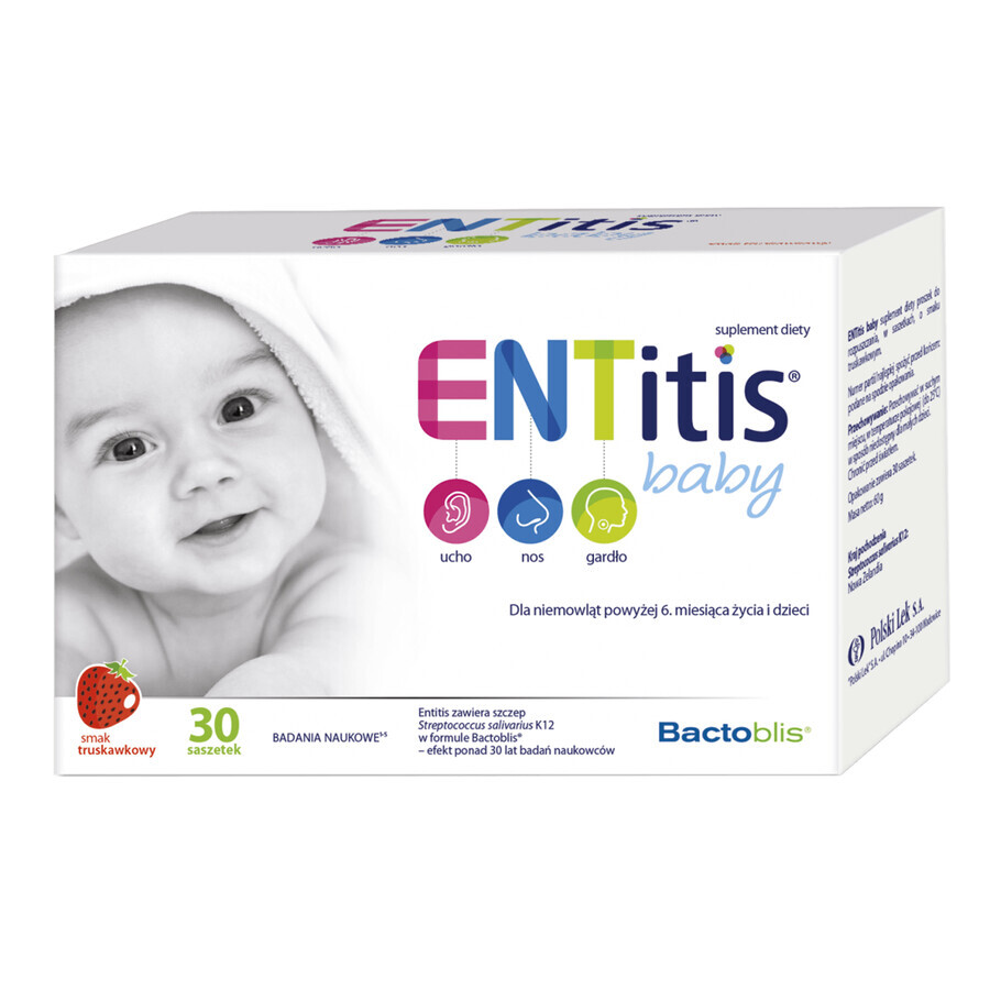 ENTitis Baby Set für Säuglinge ab 6 Monaten und Kinder, Erdbeergeschmack, 3 x 30 Portionsbeutel