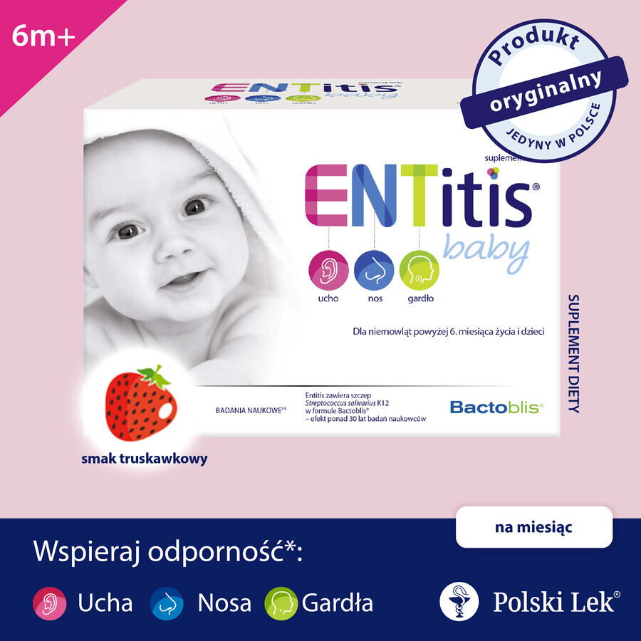 ENTitis Baby Set für Säuglinge ab 6 Monaten und Kinder, Erdbeergeschmack, 3 x 30 Portionsbeutel