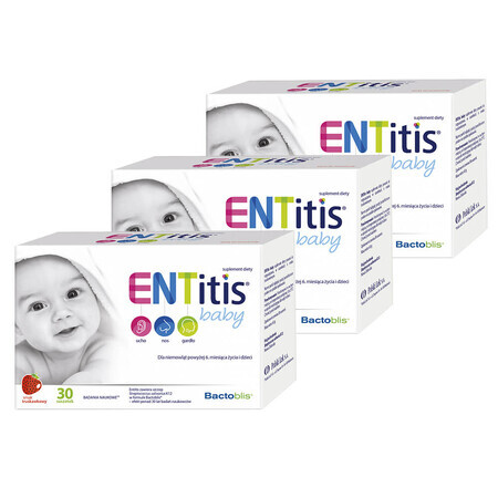 ENTitis Baby Set für Säuglinge ab 6 Monaten und Kinder, Erdbeergeschmack, 3 x 30 Portionsbeutel