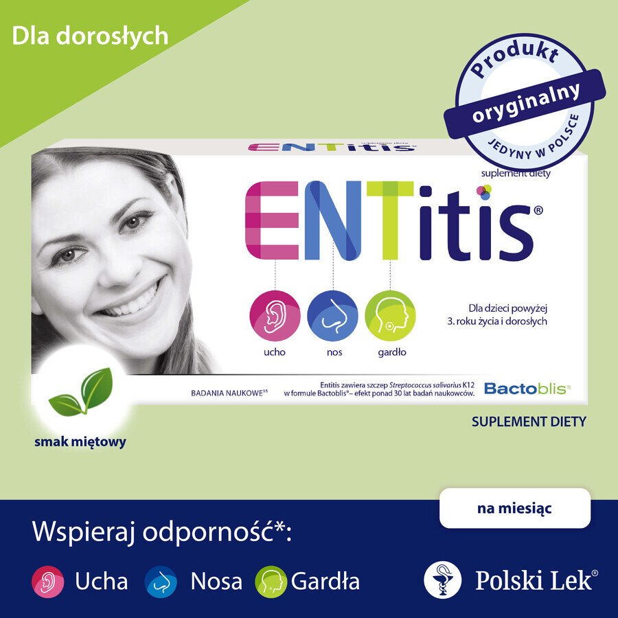 ENTitis-Set, für Kinder ab 3 Jahren und Erwachsene, Minzgeschmack, 3 x 30 Lutschtabletten