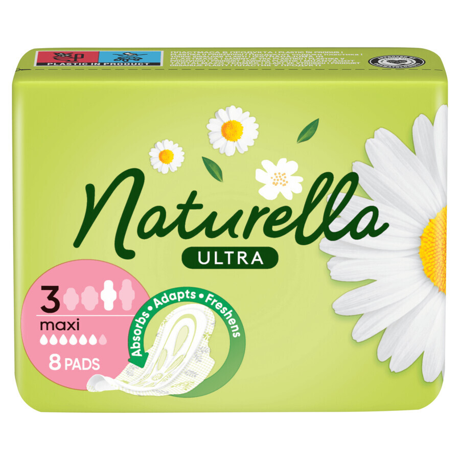 Naturella Ultra, sanitary napkins with wings, chamomile, Maxi, 8 pcs