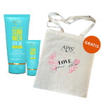 Apis Hello Summer set, zonnebad emulsie met cacaoboter, SPF 30, 200 ml + gezicht zonnecrème, SPF 30, 50 ml + gratis "Love your skin" tasje