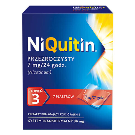 NiQuitin Transparent 7 mg/ 24h, transdermal system, patch, 7 pieces