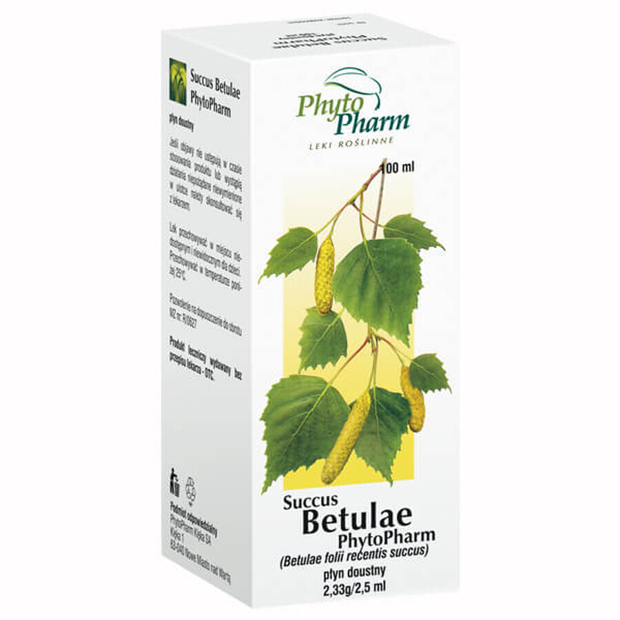 Succus Betulae Phytopharm 2,33 g/ 2,5 ml, líquido oral, 100 ml