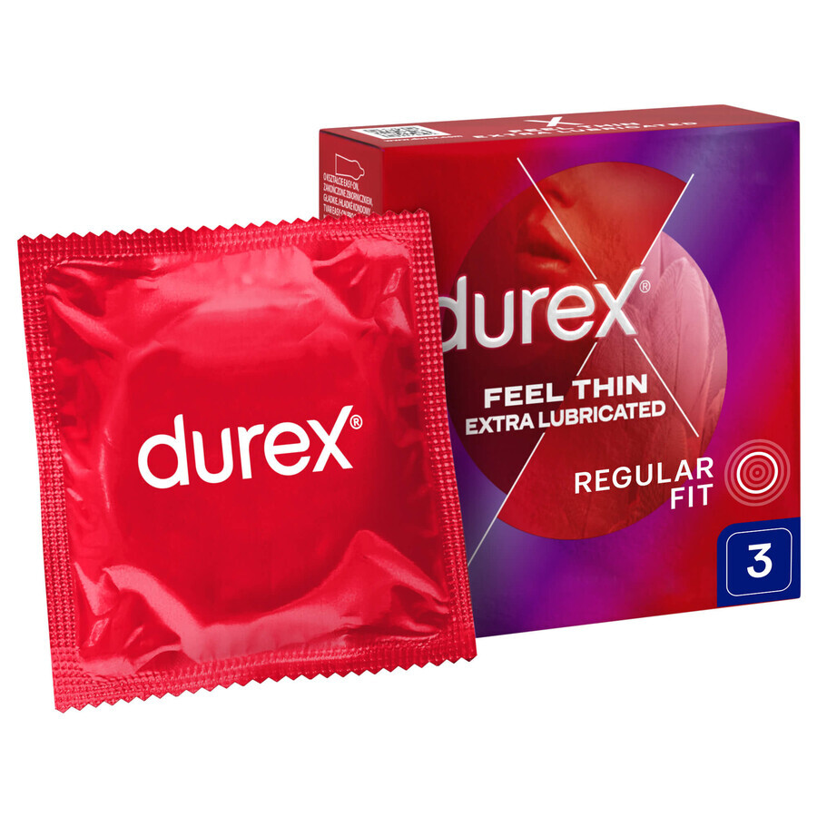 Durex Fetherlite Elite, Kondome mit mehr Gleitmittel, dünner, 3 Stück