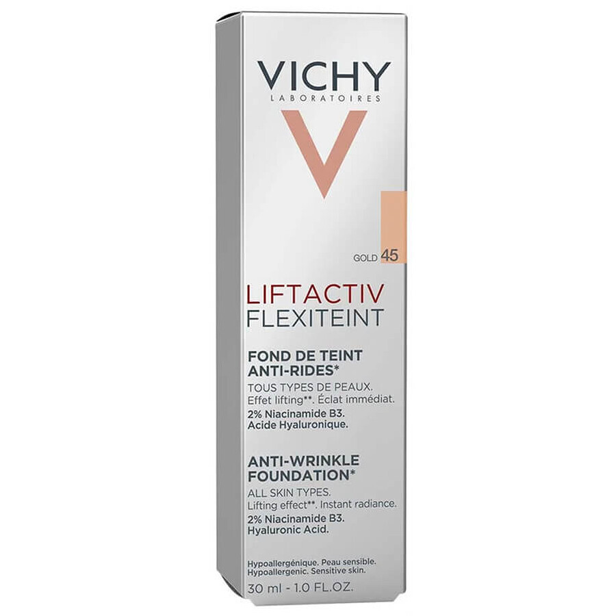 Vichy Liftactiv Flexiteint, fond de teint lissant les rides, SPF 20, n° 45, or, 30 ml