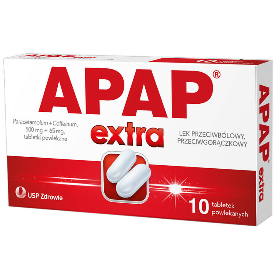 Apap Extra 500 mg + 65 mg, 10 film-coated tablets