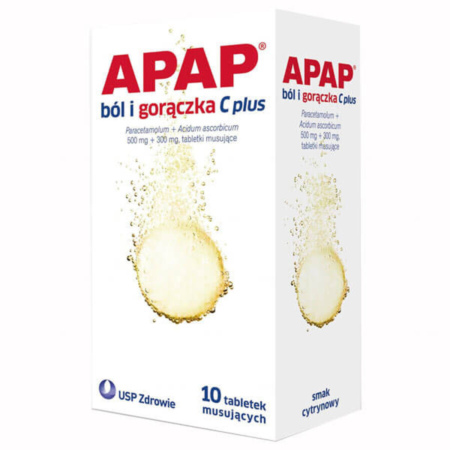 Apap pijn en koorts C plus 500 mg + 300 mg, 10 bruistabletten