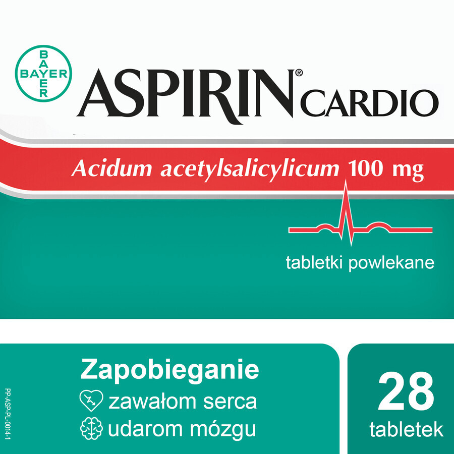 Aspirina Cardio 100 mg, 28 comprimidos recubiertos con película