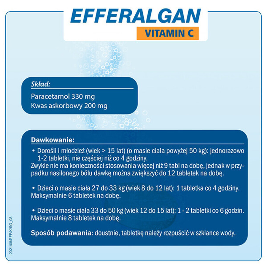 Efferalgan Vitamin C 330 mg + 200 mg, 20 Brausetabletten