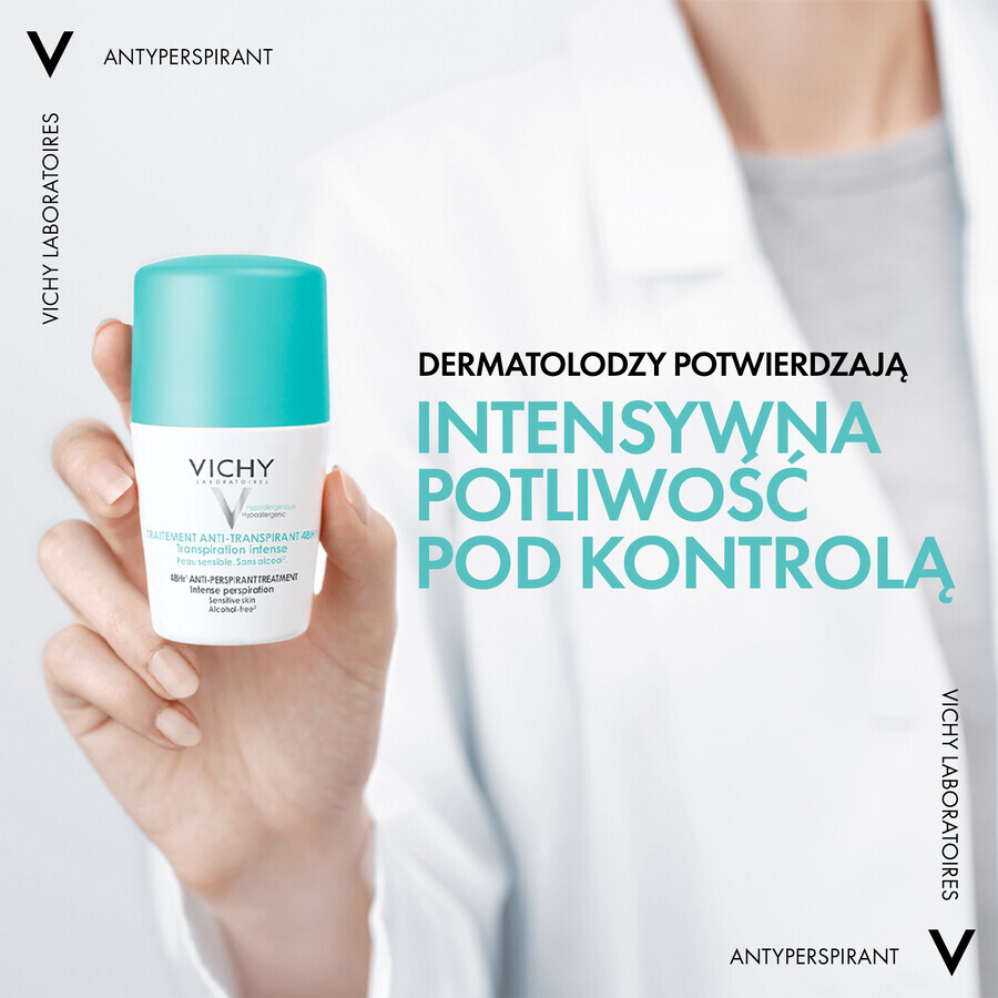 Vichy, Antitranspirant Roll-on, Anti-Transpirant-Behandlung gegen übermäßiges Schwitzen, 48 h, 50 ml