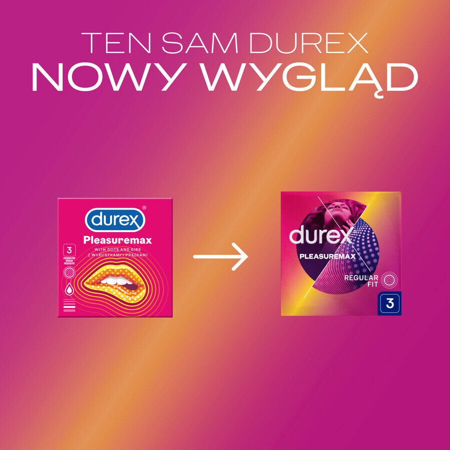 Durex Pleasuremax, gerippte Kondome mit Paspel, 3 Stück