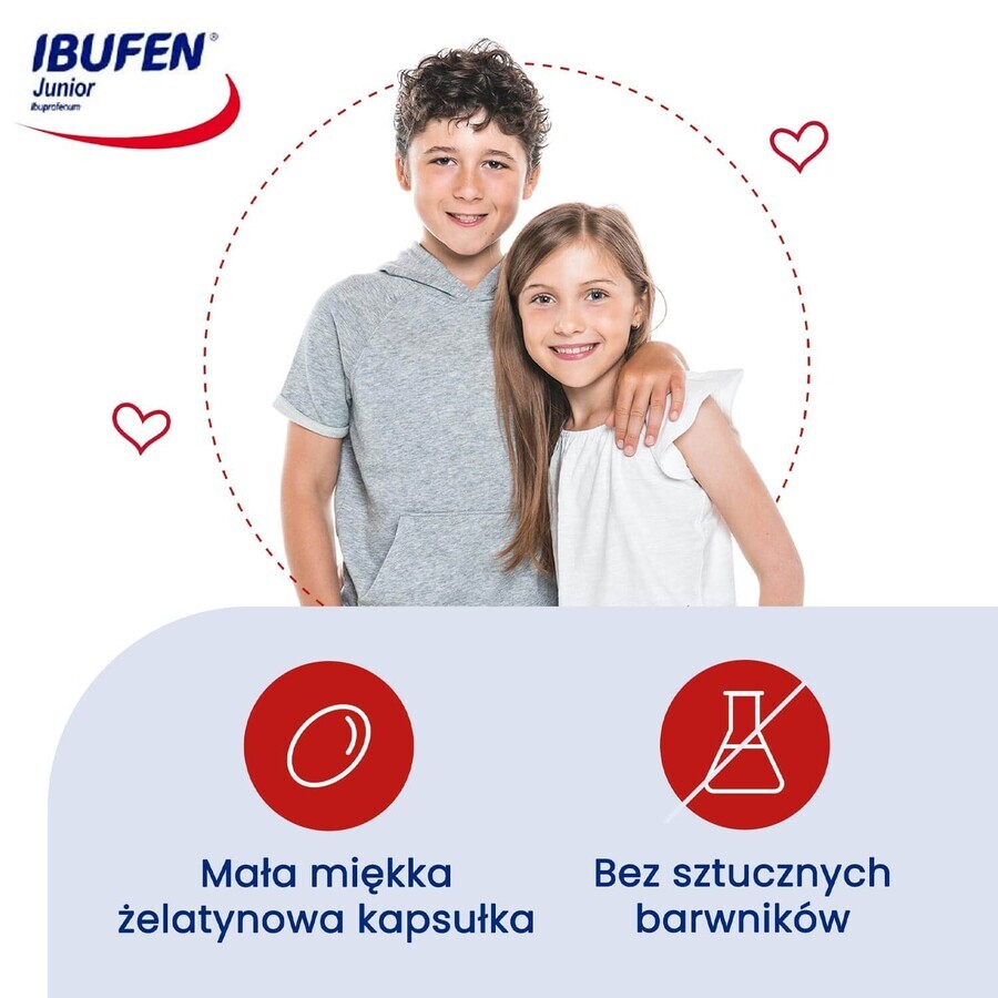 Ibufen Junior 200 mg, voor kinderen vanaf 6 jaar, 10 capsules