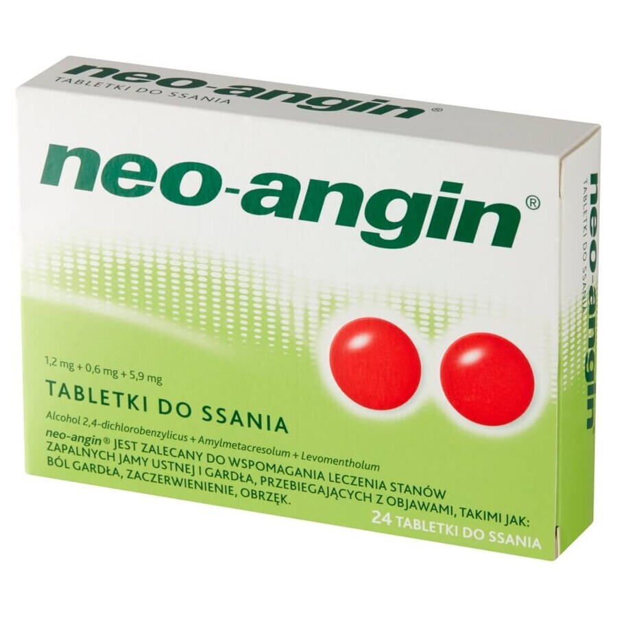 Neo-Angin 1,2 mg + 0,6 mg + 5,9 mg, 24 Lutschtabletten