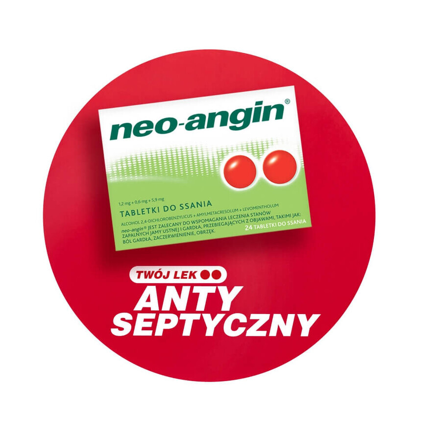 Neo-Angin 1,2 mg + 0,6 mg + 5,9 mg, 24 Lutschtabletten