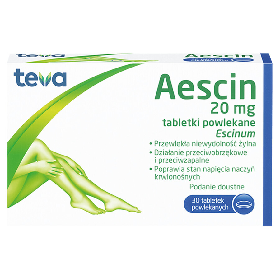 Aescin 20 mg, 30 film-coated tablets