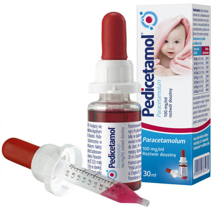 Pedicetamol 100 mg/ml, Lösung zum Einnehmen für Kinder und Säuglinge ab Geburt, 30 ml