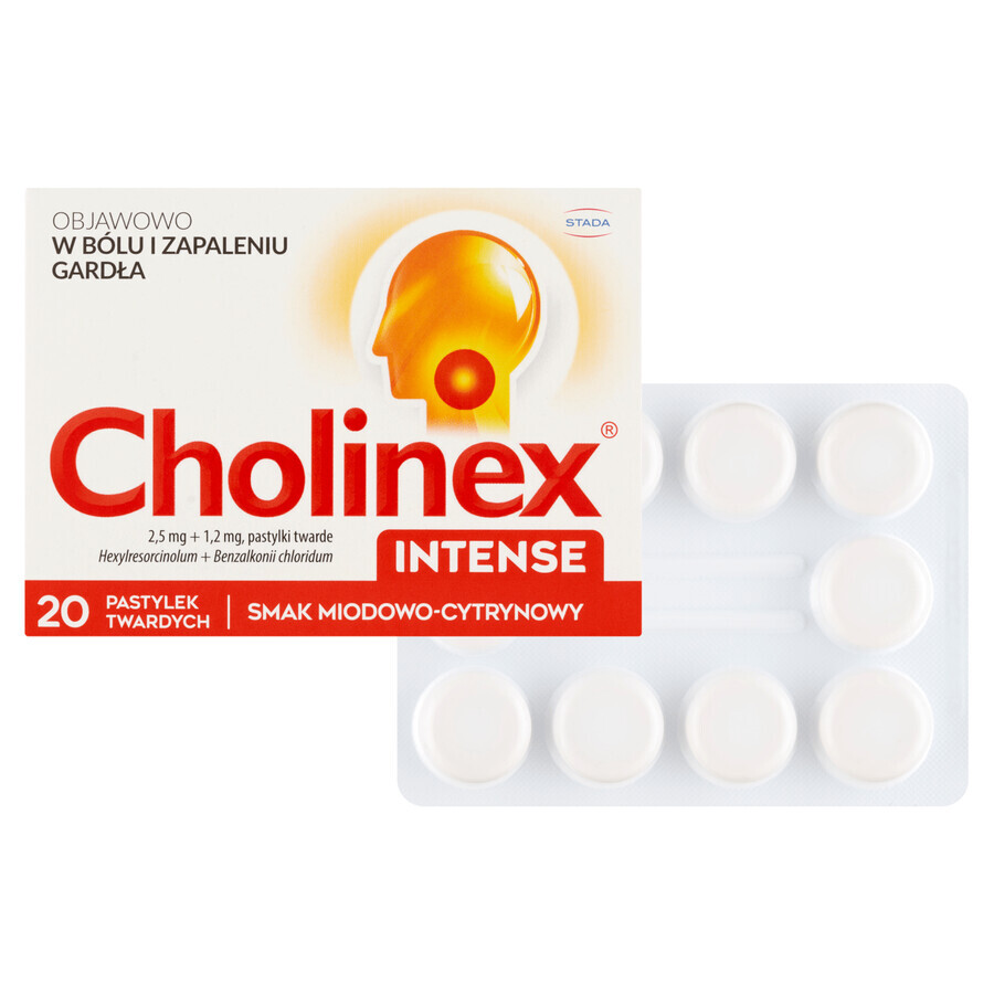 Cholinex Intense 2,5 mg + 1,2 mg, Honig- und Zitronengeschmack, 20 Hartlutschtabletten