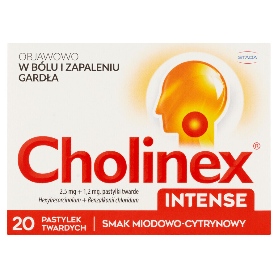 Cholinex Intense 2,5 mg + 1,2 mg, Honig- und Zitronengeschmack, 20 Hartlutschtabletten